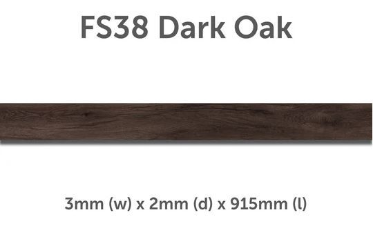 Brampton Chase Design Strip FS38 Dark Oak 3mm (w) 2mm (d) 25 Pack